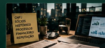 Investigação empresarial com documentos, computador, mapa e informações financeiras